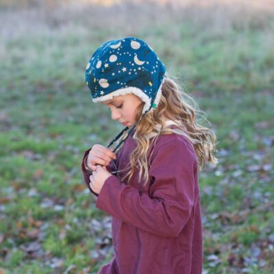 Kids 0-8 Years Little Green Radicals  | Moon & Stars Sherpa Hat